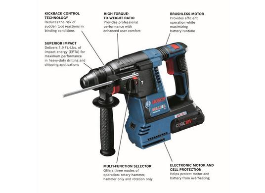 18V Brushless SDS-plus® Bulldog™ 1 In. Rotary Hammer Kit with (2) CORE18V 4.0 Ah Compact Batteries