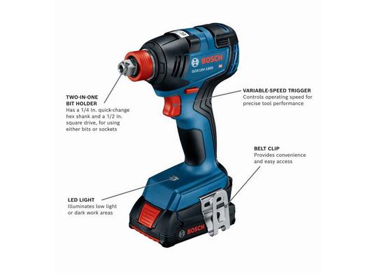 18V 2-Tool Combo Kit with 1/2 In. Hammer Drill/Driver, Freak 1/4 In. and 1/2 In. Two-In-One Bit/Socket Impact Driver and (2) 2.0 Ah SlimPack Batteries