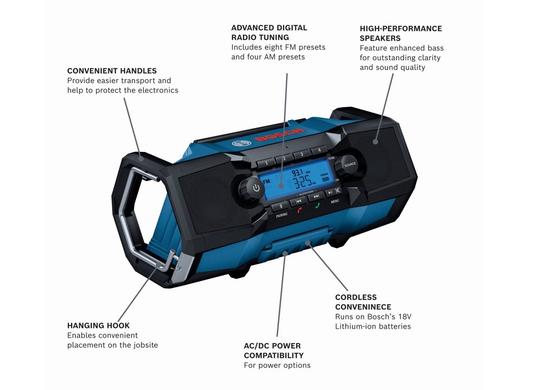 Radio de chantier compacte 18 V avec Bluetooth® 5.0