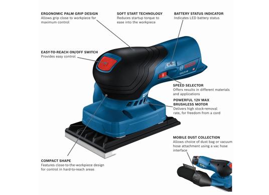 12V Max Brushless Sheet Orbital Finishing Sander (Bare Tool)