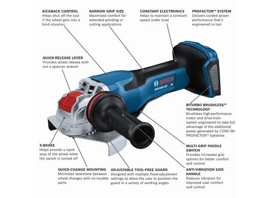 PROFACTOR™ 18V X-LOCK 5 – 6 In. Angle Grinder with Paddle Switch (Bare Tool)