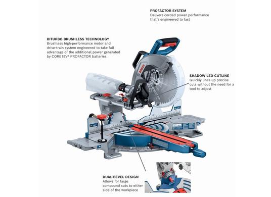 Scie à onglets coulissante à double inclinaison 18V PROFACTOR™ de 12 po (outil seul)