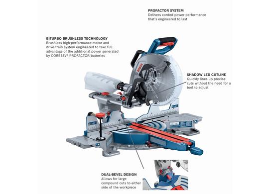 PROFACTOR™ 18V 12 In. Dual-Bevel Slide Miter Saw Kit with (1) CORE18V® 8 Ah High Power Battery