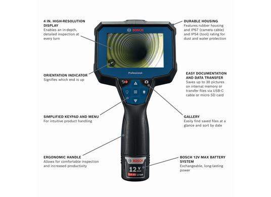 Caméra d’inspection 12V Max connectée de 5 pi