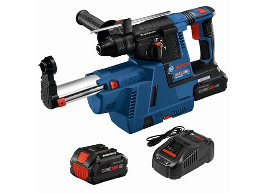 Ensemble marteau perforateur 18 V Brushless SDS-plus® Bulldog™ de 1 po avec dispositif d’aspiration de poussière et (2) batteries Performance PROFACTOR CORE18V 8.0 Ah