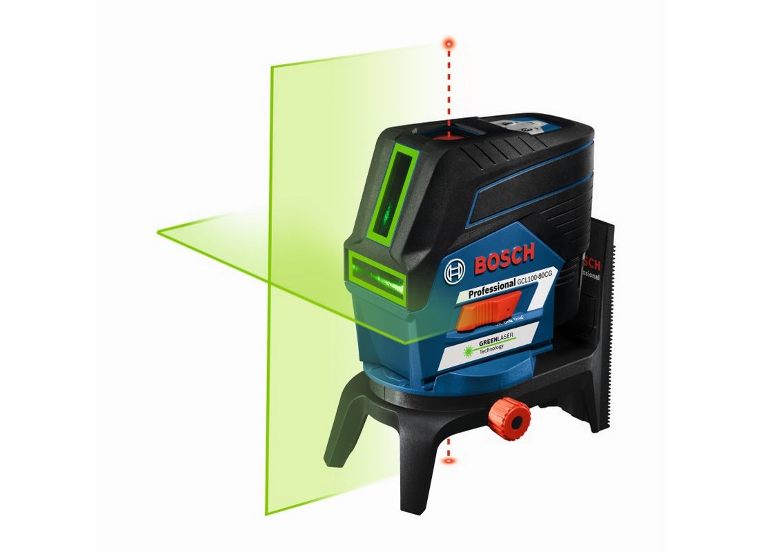 Laser croix 12 V Max connecté avec faisceaux laser verts et points d’aplomb