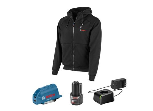 Ensemble veste à capuche chauffante 12 V Max avec adaptateur d’alimentation portatif - Taille L