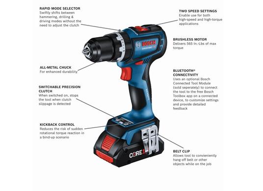 Ensemble perceuse-visseuse à percussion sans balais Connected-Ready de 1/2 po avec (2) batteries Advanced Power CORE18V® 4 Ah
