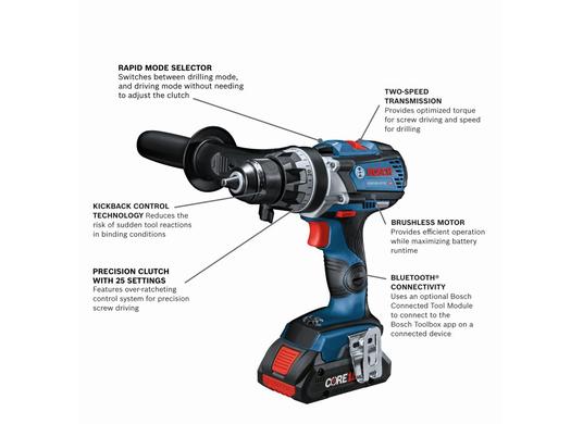 18V Brushless Connected-Ready 1/2 In. Drill/Driver Kit with (2) CORE18V 4 Ah Advanced Power Batteries