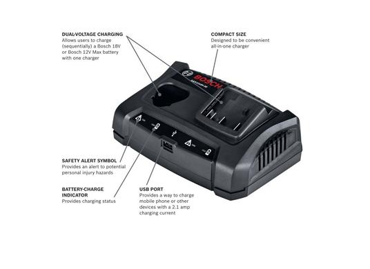 Chargeur Lithium-Ion double baie 18 V / 12 V