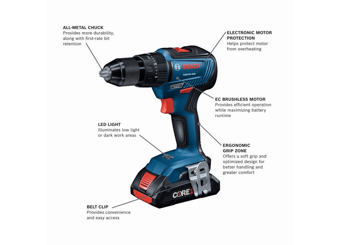 18V 4-Tool Combo Kit with Two-In-One 1/4 In. and 1/2 In. Bit/Socket Impact Driver/Wrench, 1/2 In. Hammer Drill/Driver, 6-1/2 In. Circular Saw and LED Worklight with (1) CORE18V® 4 Ah Advanced Power Battery and (1) 2 Ah Standard Power Battery