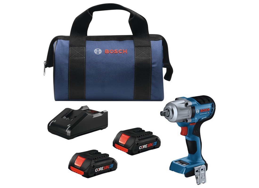 Ensemble clé à chocs 18V sans balais de 1/2 po à couple moyen avec goupille de retenue et (2) batteries Advanced Power CORE18V® 4 Ah