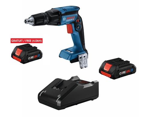 Visseuse plaquiste hexagonale sans balais 18 V de 1/4 po avec (1) batterie Compact de 4,0 Ah CORE18V