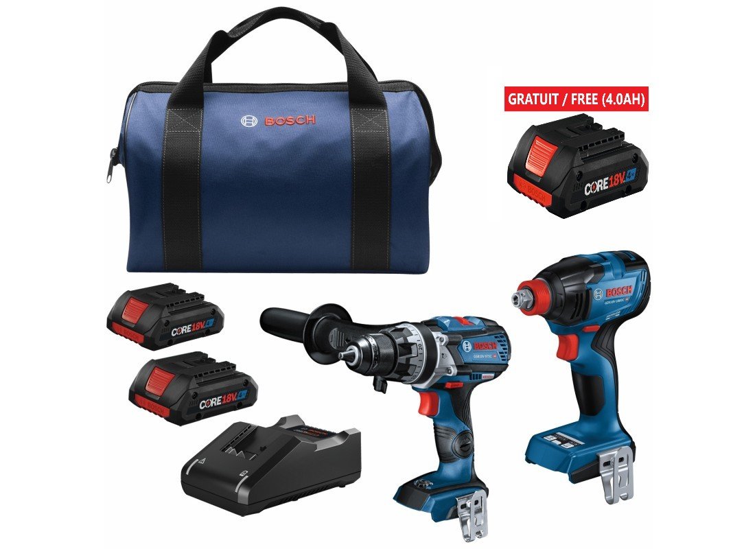 18V 2-Tool Combo Kit with Connected-Ready Two-In-One 1/4 In. Bit/Socket Impact Driver/Wrench, 1/2 In. Hammer Drill/Driver and (2) CORE18V® 4.0 Ah Batteries