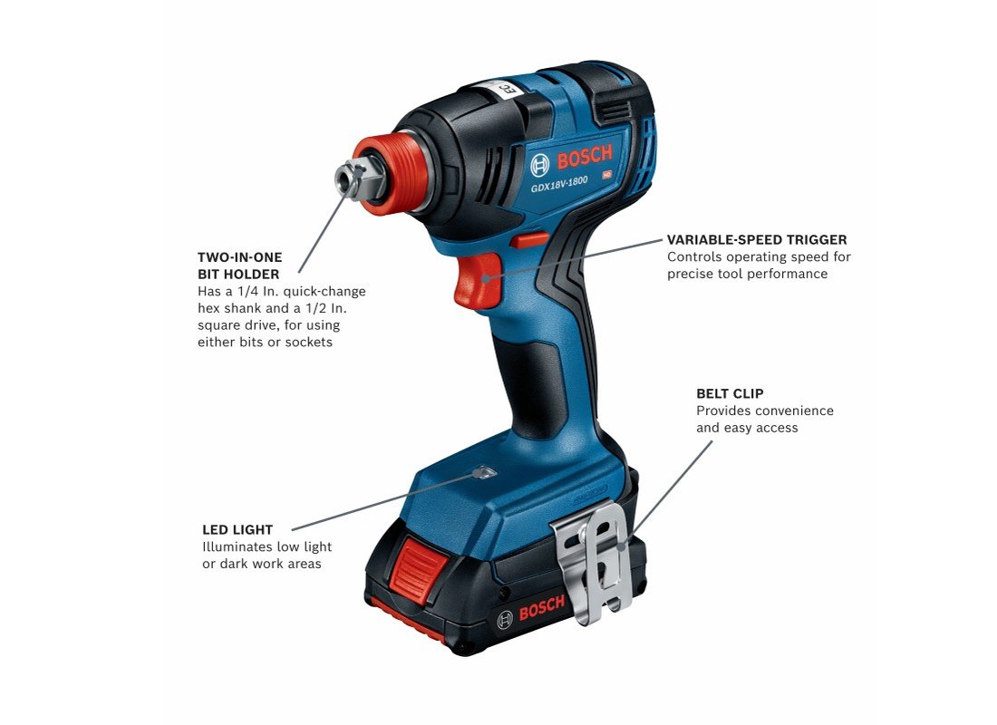 18V Two-In-One 1/4 In. and 1/2 In. Bit/Socket Impact Driver/Wrench Kit with 2 Ah Standard Power Battery