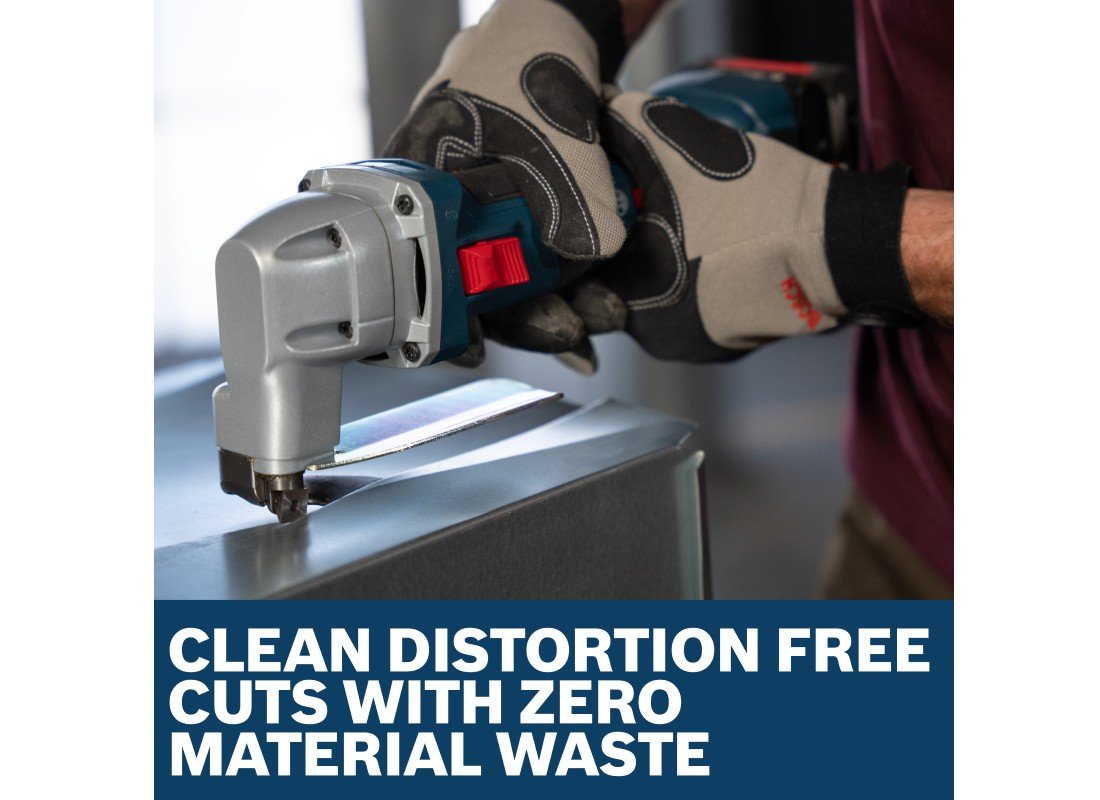 Cisaille à tôle 18 V calibre 16 avec interrupteur coulissant blocable