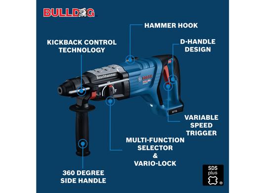18V Brushless Connected-Ready SDS-plus® Bulldog™ 1-1/8 In. Rotary Hammer Kit with (2) CORE18V 8 Ah High Power Batteries