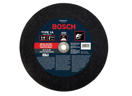 14 In. 5/32 In. 20 mm Arbor Type 1A (ISO 41) 24 Grit Metal Cutting Bonded Abrasive Wheel