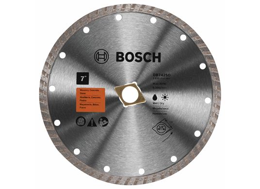 Disque diamanté standard à couronne turbo de 7 po avec centre défonçable en losange pour coupes nettes