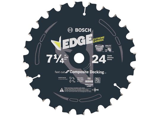 7-1/4 In. 24 Tooth Edge Circular Saw Blade for Composite Decking