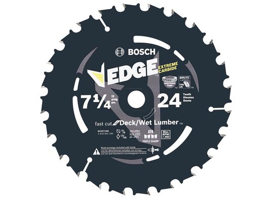 7-1/4 In. 24 Tooth Edge Circular Saw Blade for Wet Lumber