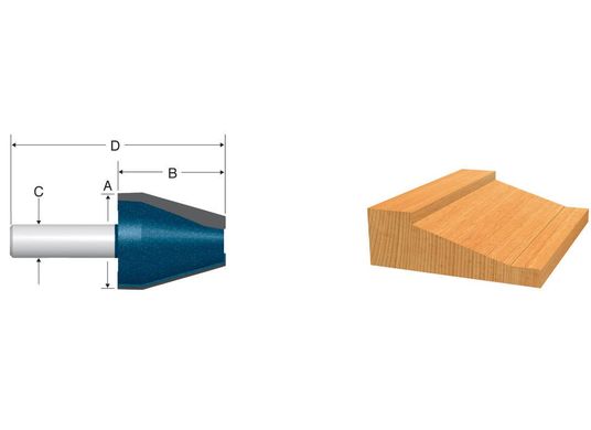 Fraise pour plate-bande traditionnelle verticale à pointe en carbure de 1-1/8 po x 1-5/8 po