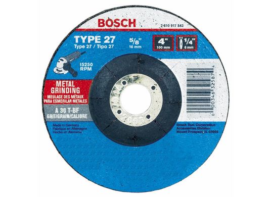 Meule abrasive de 6 po x 1/4 po avec abrasif type 27, grain 30, alésage de 7/8-11 po