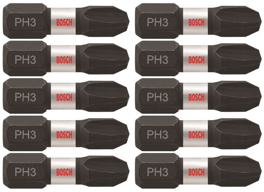 10 pc. Impact Tough™ 1 In. Phillips® #3 Insert Bits (Bulk Pack)