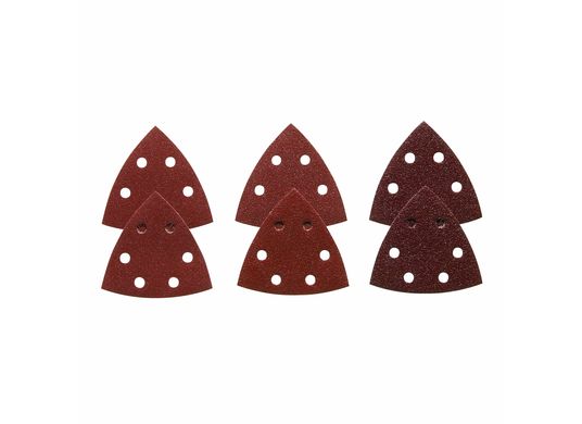 3-1/2 In. Assorted Grits 6 pc. Red Detail Sander Abrasive Triangles for Wood