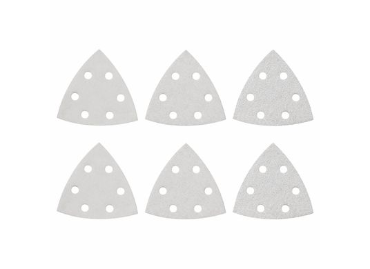 3-1/2 In. Assorted Grits 6 pc. White Detail Sander Abrasive Triangles for Paint