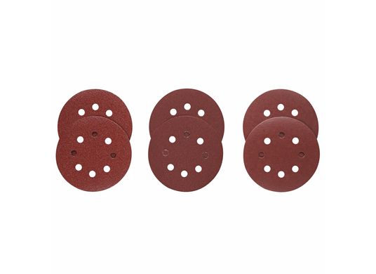6 pc. Assortment 5 In. 8 Hole Hook-And-Loop Sanding Discs