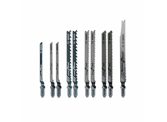10 pc. T-Shank Jig Saw Blade Set Optimized for Extra-Clean Wood Cutting