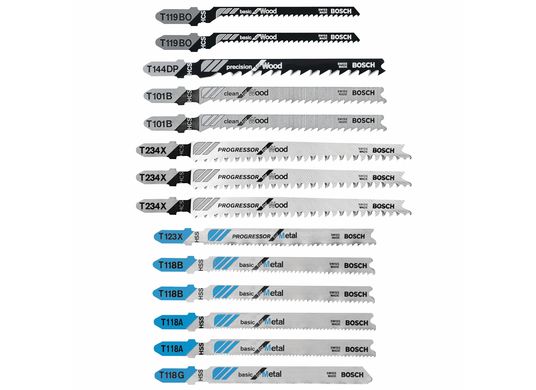 Ensemble de lames de scie sauteuse pour des coupes de métal et de bois à pied en T composé de 14 pièces