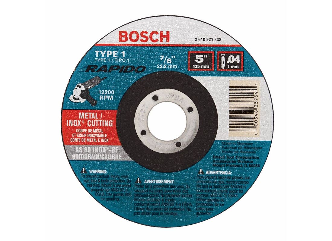 5 In. .040 In. 7/8 In. Arbor Type 1A (ISO 41) 60 Grit Rapido™ Fast Metal/Stainless Cutting Abrasive Wheel Bosch TCW1S500