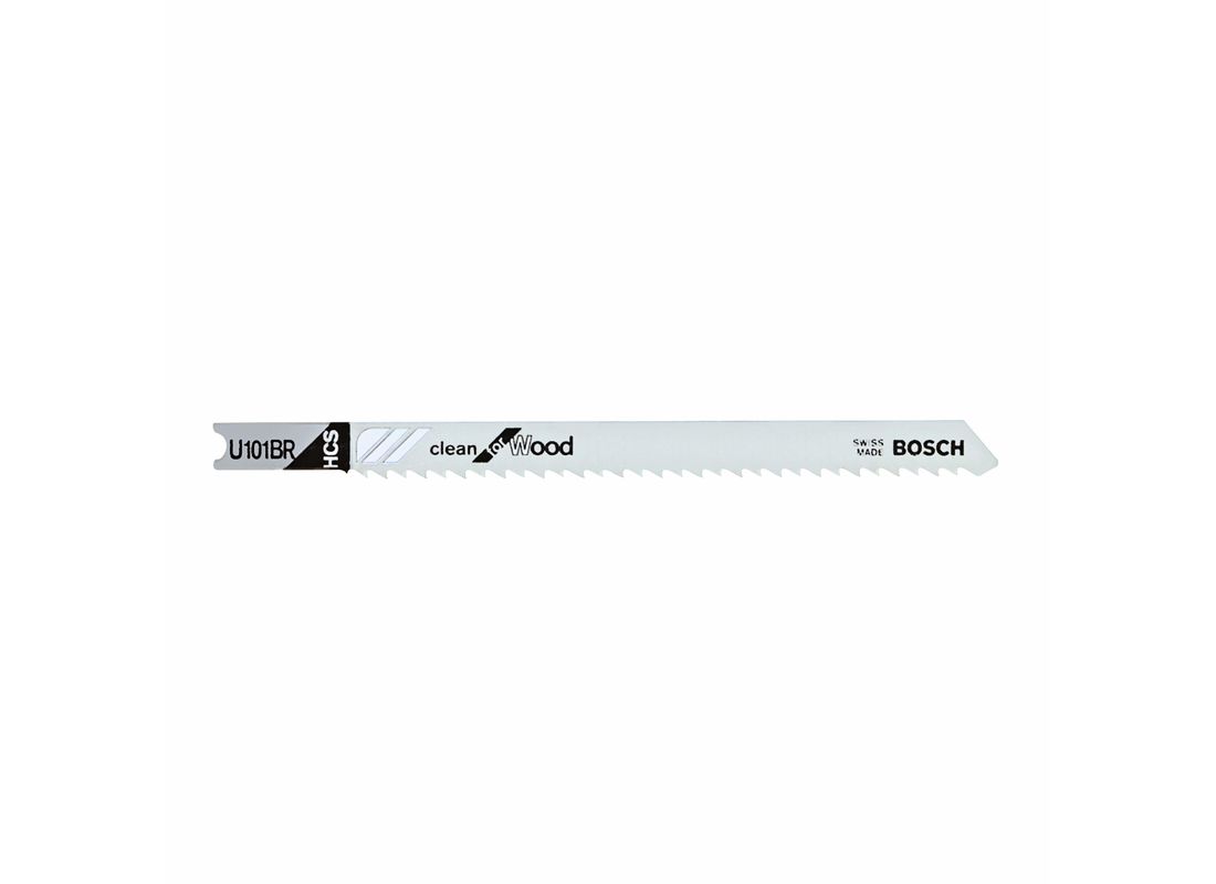 Lames de scie sauteuse à pied en U Clean for Wood de 4 po à pas inversé à 10 dents par pouce, 5 pièces Bosch U101BR