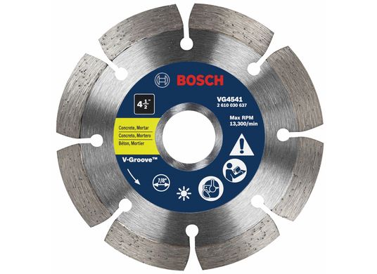 Disque diamanté et segmenté de 4-1/2 po avec rainure en V pour les coupes grossières universelles
