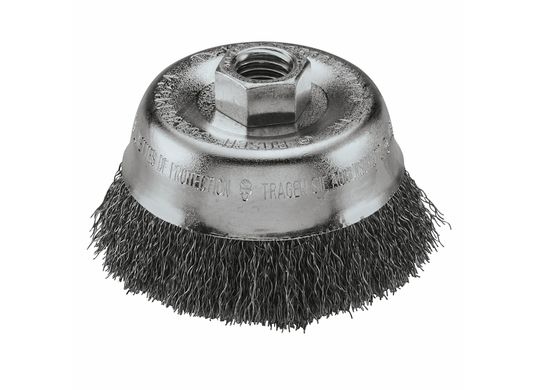 Brosse coupe métallique ondulée en acier au carbone avec arbre de 5/8 po à 11 po et disque de 3 po de diamètre