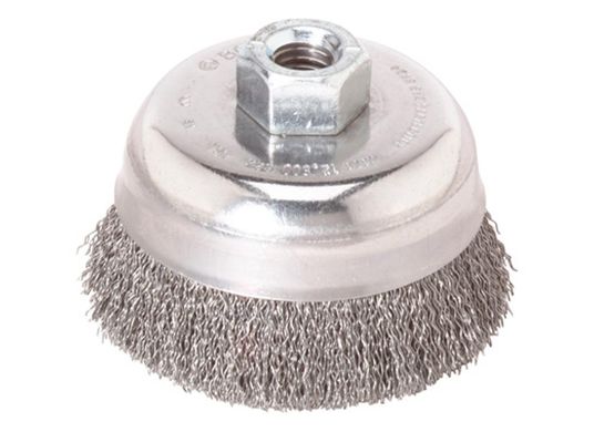 Brosse coupe métallique ondulée en acier au carbone avec arbre de 5/8 po - 11 et disque de 4 po de diamètre