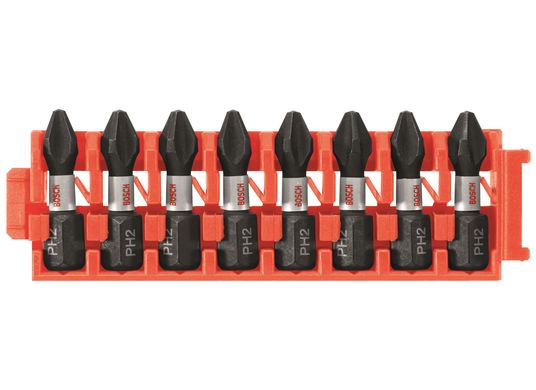 8 embouts courts P2 de 1 po Phillips® Impact Tough™ avec clip pour système de coffrets de rangement personnalisés
