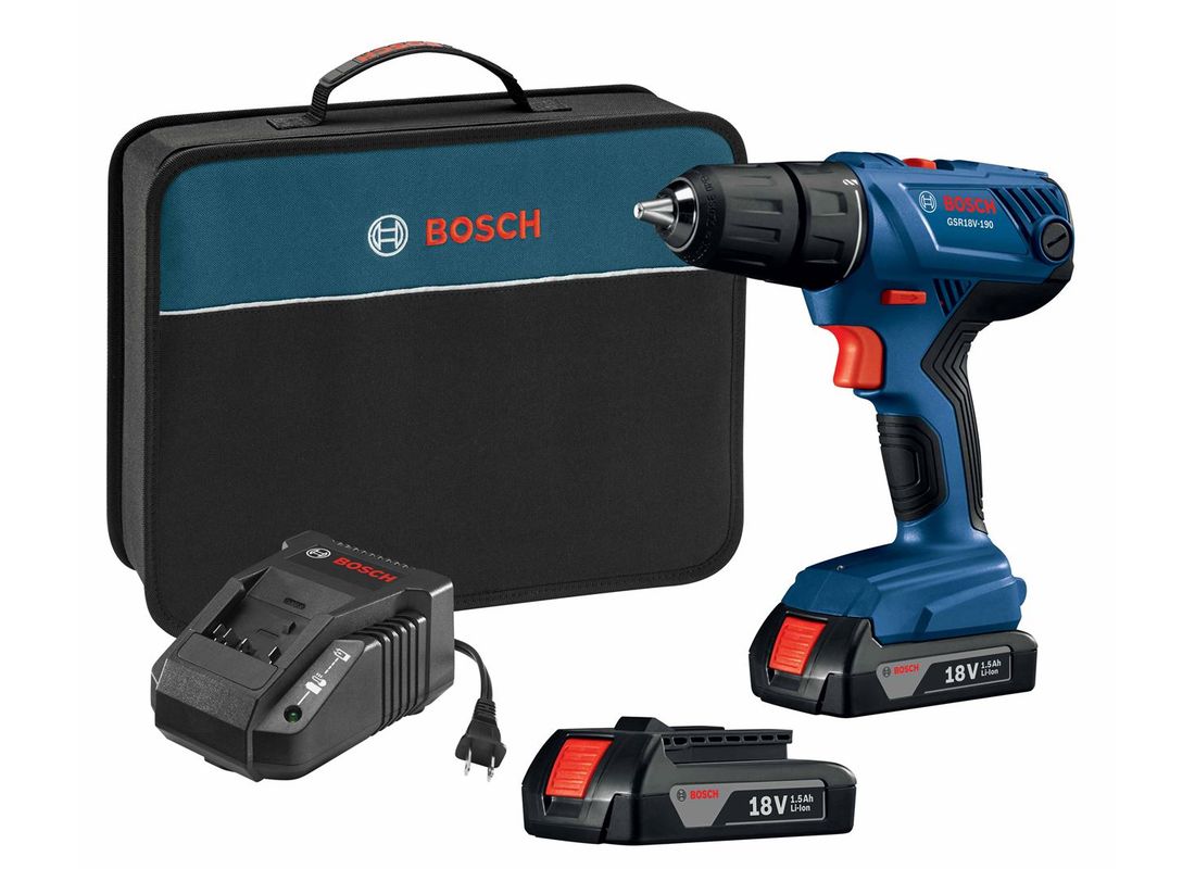 Bosch Ensemble perceuse-visseuse 18 V Compact de 1/2 po avec (2) batteries SlimPack de 1,5 Ah Bosch GSR18V-190B22