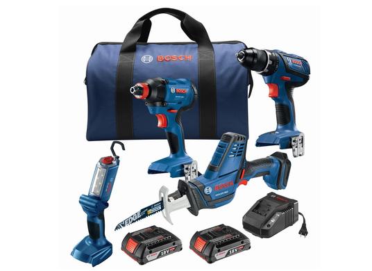 18V 4-Tool Combo Kit with Compact Tough 1/2 In. Drill/Driver, 1/4 In. and 1/2 In. Two-In-One Bit/Socket Impact Driver, Compact Reciprocating Saw, LED Worklight and (2) 2.0 Ah SlimPack Batteries