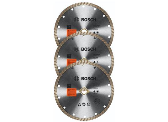 3 pc. 7 In. Standard Turbo Rim Diamond Blades for Smooth Cuts