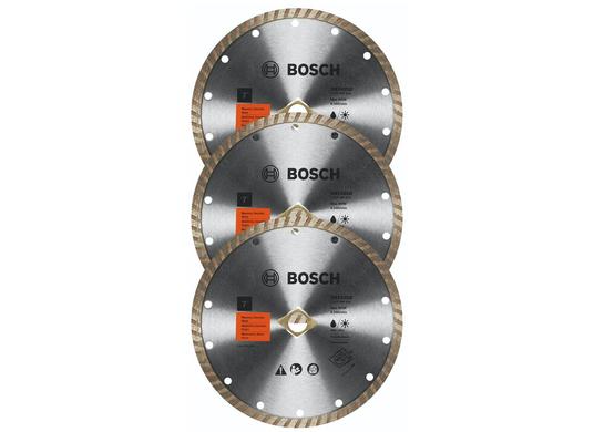 Disques diamantés standard à couronne turbo de 7 po pour coupes nettes, set de 3 pièces