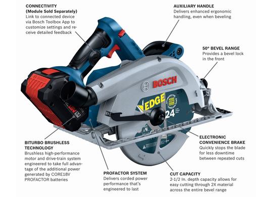 Ensemble scie circulaire 18 V Strong Arm Connected-Ready de 7-1/4 po avec (1) batterie Performance PROFACTOR CORE18V 8.0 Ah