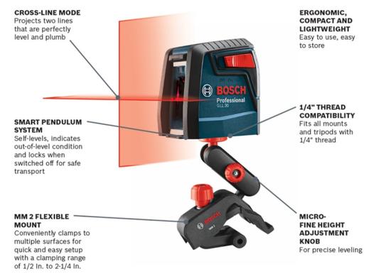 Laser en croix à nivellement automatique