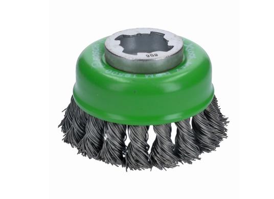 3 In. Wheel Dia. X-LOCK Arbor Stainless Steel Knotted Wire Single Row Cup Brush