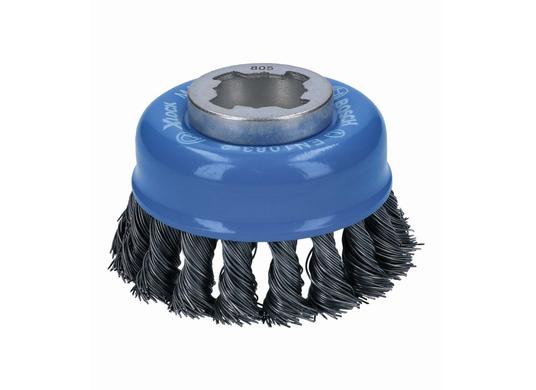 3 In. Wheel Dia. X-LOCK Arbor Carbon Steel Knotted Wire Single Row Cup Brush