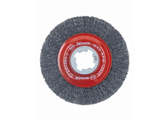 Brosse à fils ondulés en acier trempé X-LOCK de 4-1/2 po de diamètre
