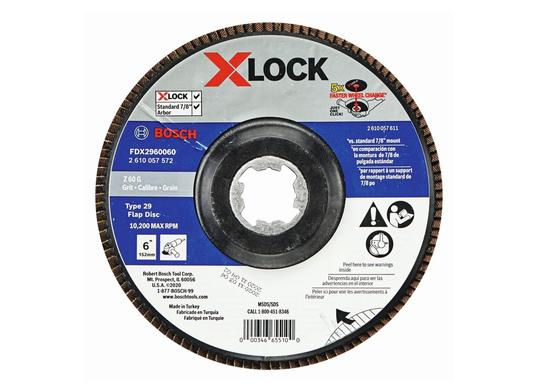 6 In. X-LOCK Arbor Type 29 60 Grit Flap Disc