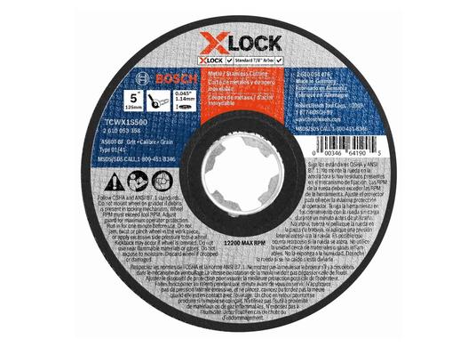 Disque à tronçonner X-LOCK de 5 po x 0,045 po pour arbre type 1A (ISO 41), grain 60, pour la coupe rapide des métaux et des aciers inoxydables